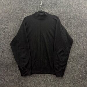 Vintage TSE Black 100% Pure Cashmere Mock Neck Sweater Mens XL Long Sleeve As Is